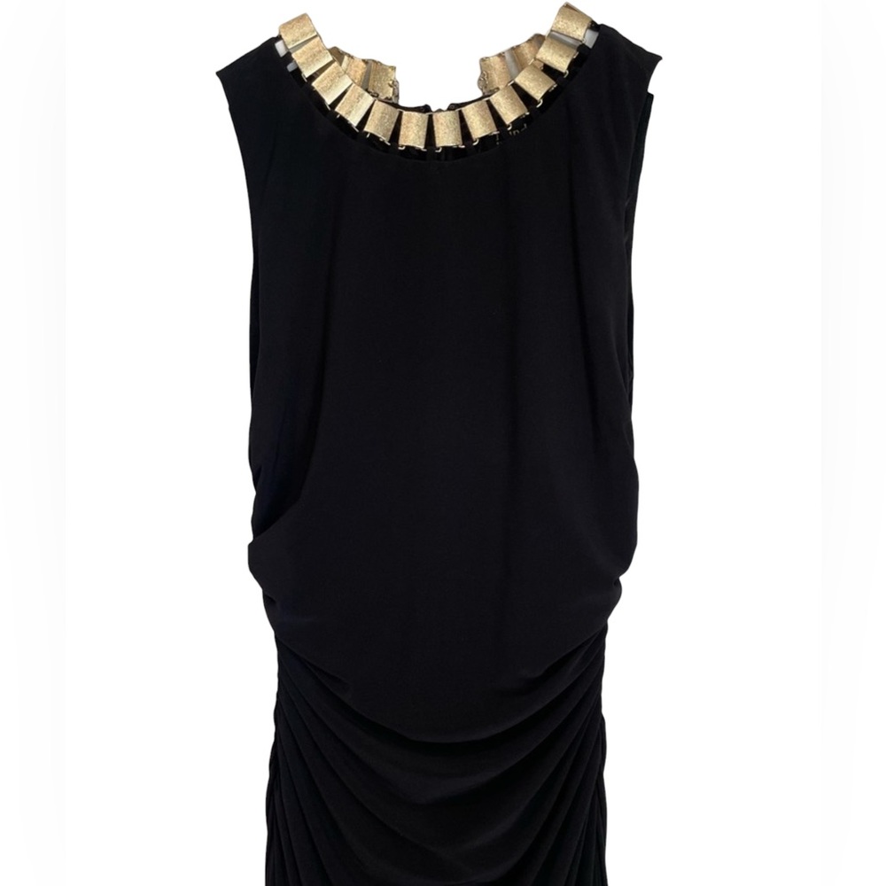 LAUNDRY BY SHELLI SEGAL BLACK SHIRRED JERSEY NECKLACE DRESS/GOWN size si… - Picture 10 of 16